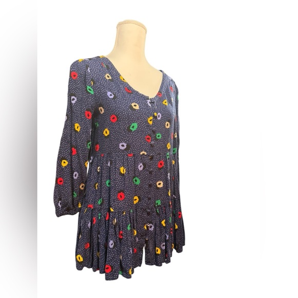 Maeve Anthropologie XS Lila Tiered Button Polka Dot Top Shirt Peasant Blouse - Picture 3 of 9